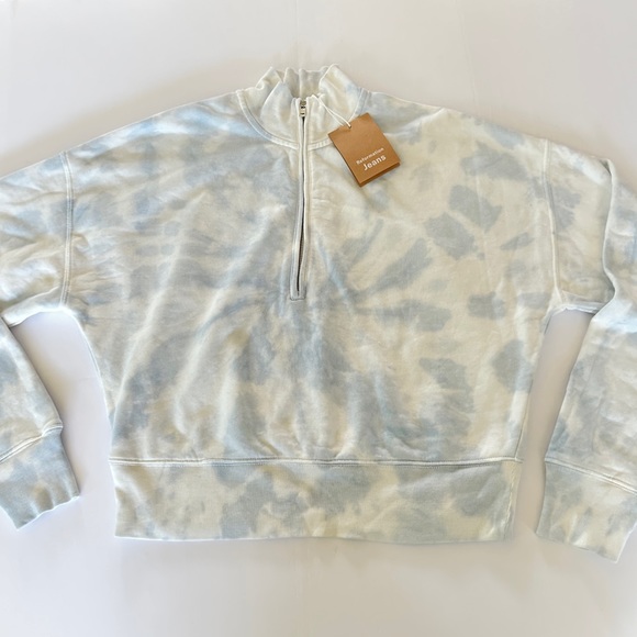 Reformation 3/4 Zip Sweatshirt Track Jacket Sky Blue & White Size S Tornado New - Picture 2 of 15